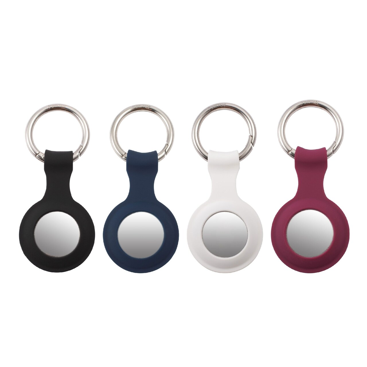 Insten 4 Pack Case For AirTag AirTags keychain Holder Ring Protective Cover Accessories, Soft Silicone (White / Black / Blue / Red)